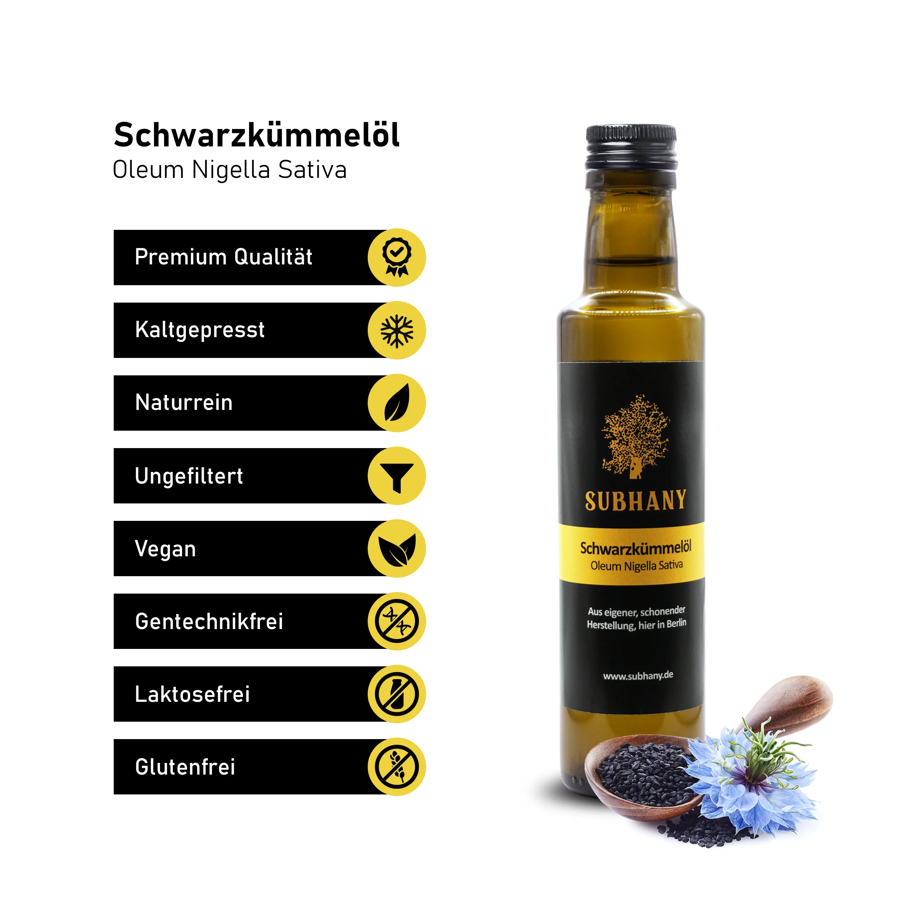 Schwarzkümmelöl 3000+ Thymochinongehalt Subhany