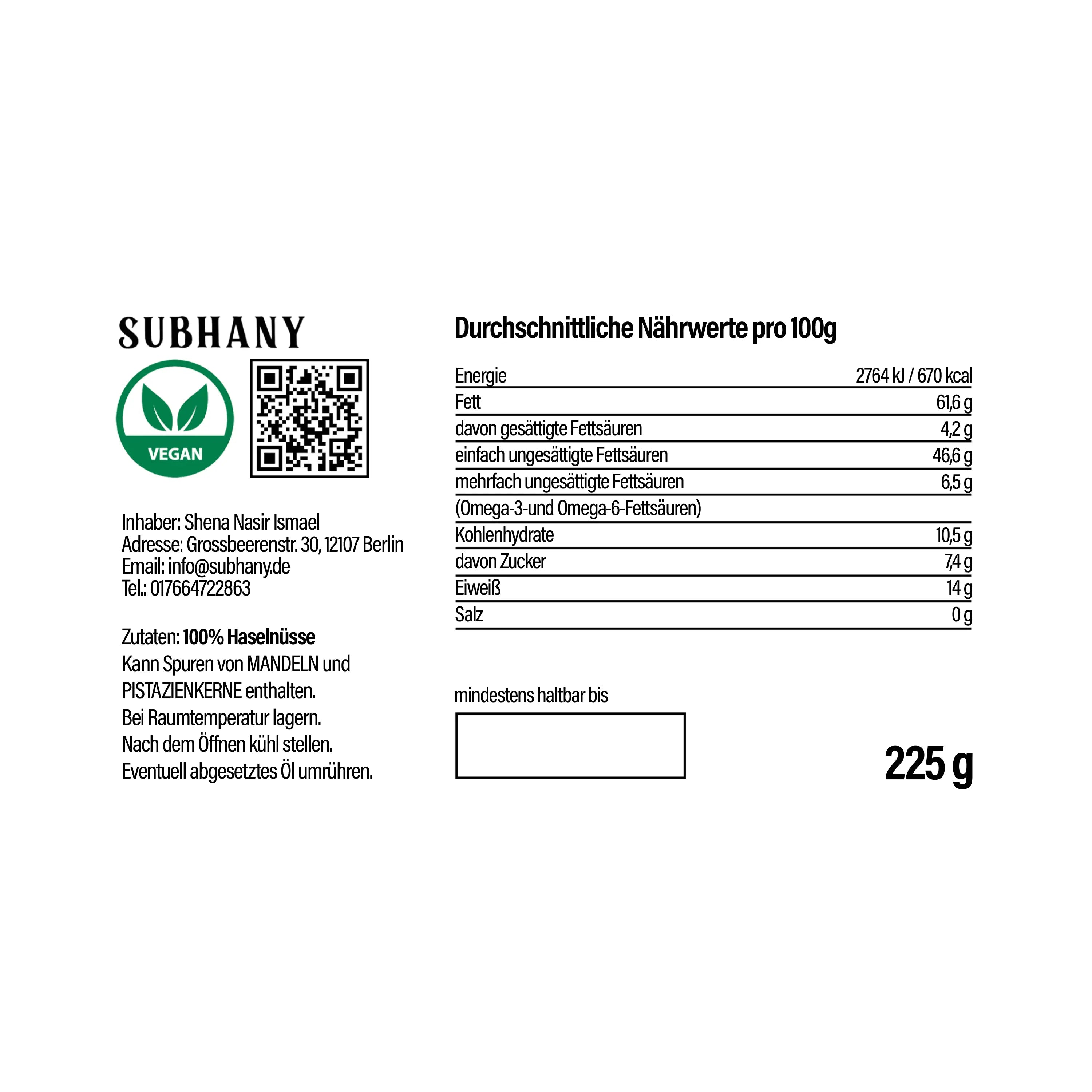 Haselnussmus Subhany